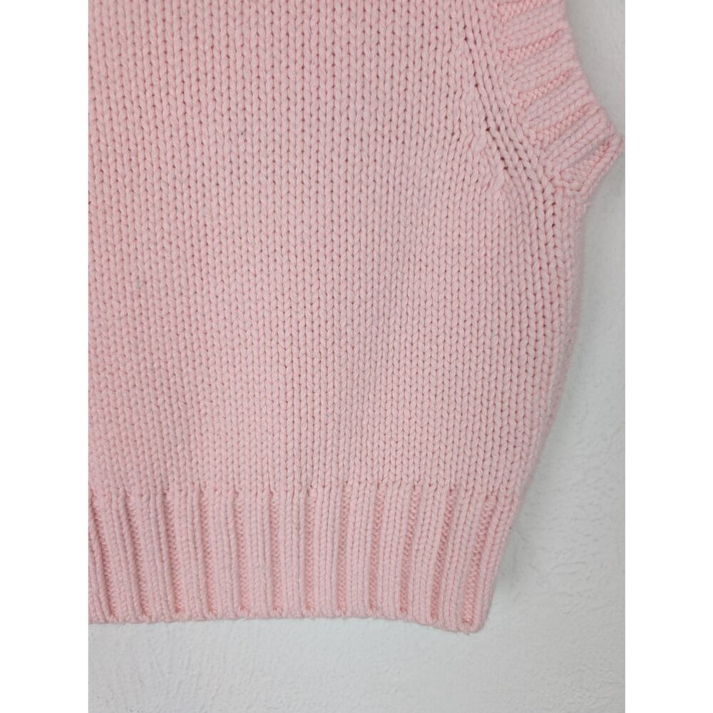 Zara Sweater Vest Chunky Knit Cropped Barbie 90s Y2K Cottagecore Pink Size S - Picture 6 of 10